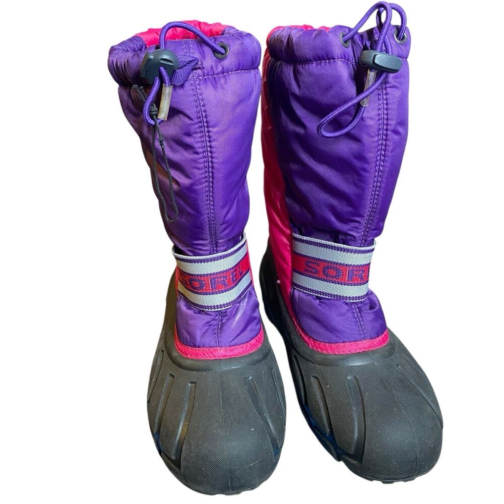 Sorel Flurry Waterproof Winter Snow Boots Pink Purple Girls Youth Size 5